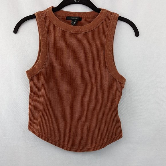 F21 Knit Rust Orange Crop Top Size Medium - Picture 1 of 8